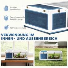 Wooden Turtle Enclosure/House With Main Houses And Hinged Top, 91x60.5x32 Cm, Blue - Blue - View 2