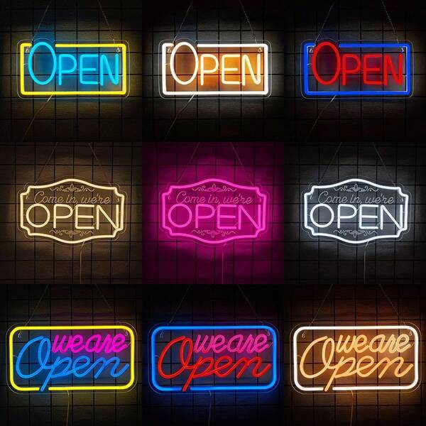 Open Neon Sign,Super Bright & Easy To Spot Open LED Neon Sign For Wall Decor,USB Powered,Neon Business Light Up Signs For Storefront Window Bar Salon Coffee Stores Restaurant Office Decor,Easy To Install.