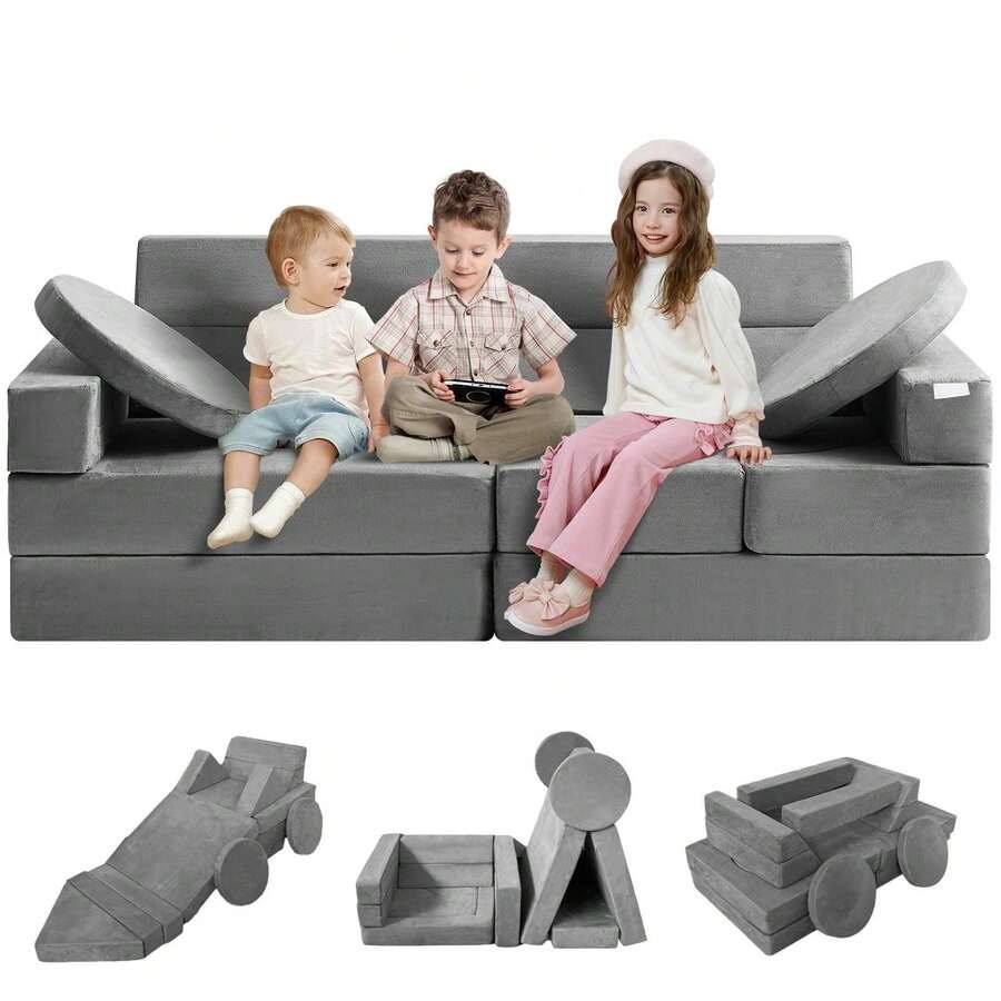 Kids Play Couch 15 Pcs Modular Kids Play Couch High-Density 25D Sponge - Multicolor - View 1