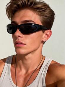 1pc Men's Plastic Geometric Criss-Cross Punk Style Techno Fashion Glasses, Suitable For Cycling, Summer Party, Street Photography And Other Occasions - Multicolor - View 4