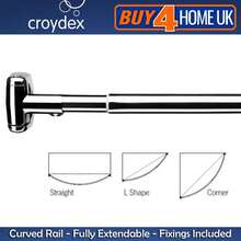 Croydex Premium Telescopic Curved Shower Curtain Rail - Extendable Chrome Rod - C - View 1