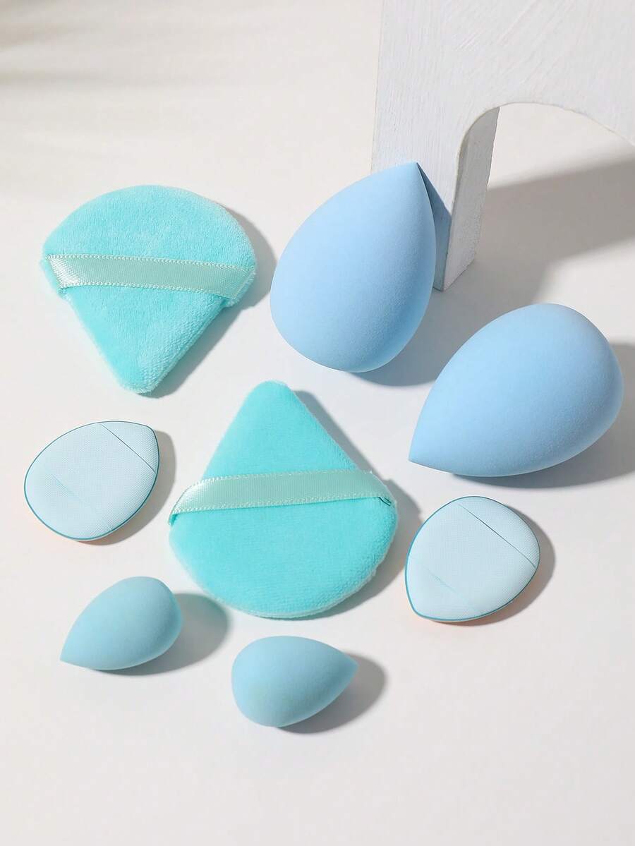 8/10/12PCSMakeup Tools Set Including:Makeup Sponges+Mini Makeup Sponges+Triangle Powder Puffs+Mini Air Cushion Powder Puffs - Multicolor - View 1