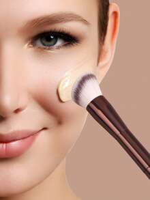 1pc Professional Double-Headed Makeup Brush, Powder Brush, Blusher Brush, Soft Fiber Cosmetic Tool, Easy To Carry, Travel Brush,Foundation Brush,Concealer Brush,Blush Brush,Contour Brush,Blush Brush,Bronzer Brush,Powder Brush,Foundation Brush,Blush Brush - Brown - View 4