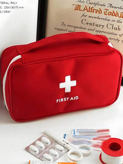 Portable First Aid Kit (Without First Aid Tools And Medicines), Large Size Family Emergency Kit, Outdoor Travel Medical Emergency Bag, Multifunctional Emergency Supplies Bag With Handle, Medical Storage Bag For Home, Car, Travel, Beach, Summer Vacation, Back To School