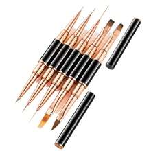 Black Metal Rod Double Head Manicure Pen With Pen Cover Manicure Special Brush Set Phototherapy Pen Line Drawing Pen - Multicolor - View 2