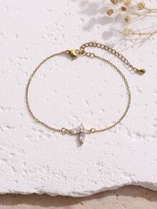 一套奢华锆石蜻蜓蝴蝶造型精致链条手链，适合日常佩戴 - 手鍊 - 查看 1