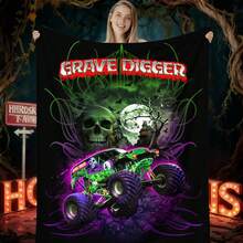 1PC 3D Monster Jam Monster Truck Cartoon Blanket, Edgy Gift For Motorsports Fans, Themed Man Cave Decor, Retro Sci-Fi Party Accent & Race Day Souvenir,Soft Throw Blanket For Home Bedroom Bed Sofa Picnic Travel Office Cover Blanket - Multicolour 29 - View 5