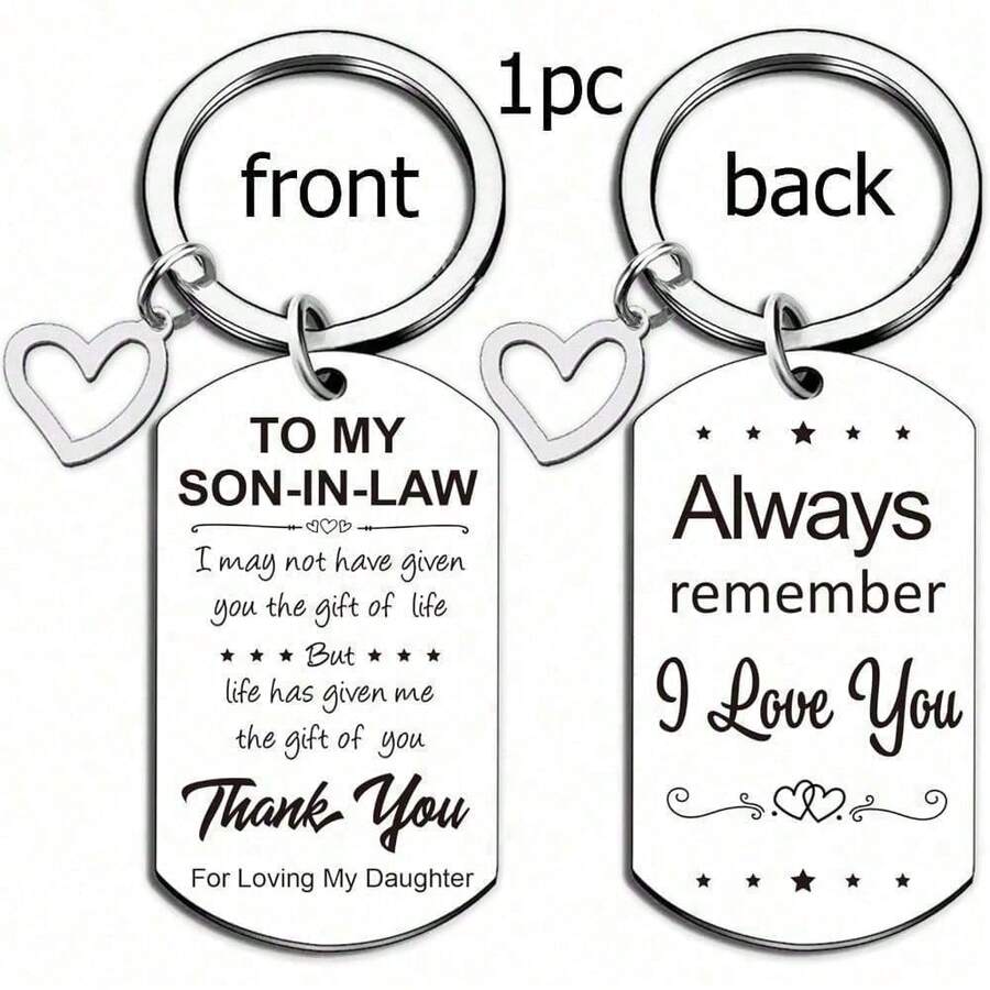 1个女婿礼物钥匙扣，送给女婿的订婚、婚礼、圣诞节、感恩节、新年礼物 - 銀色 - 查看 1