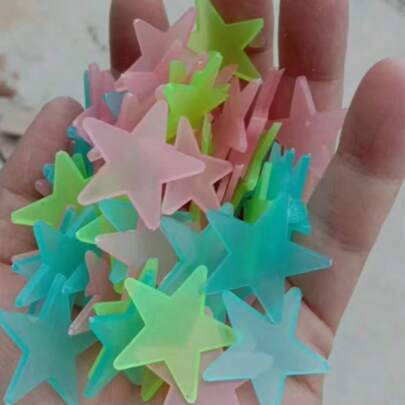 100片夜光星星墙贴 – 1.18英寸夜光五角星，适用于儿童卧室和婴儿房装饰，可爱荧光天花板贴纸，适合男孩/女孩，浪漫夜光墙面装饰