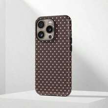 Pink & Brown Polka Dot Phone Case, Cute Y2K Style. Compatible With IPhone 17, 16, 15, 14, 13, 12, 11 Pro Max Plus Models - 款式1(1pc) - 查看 2