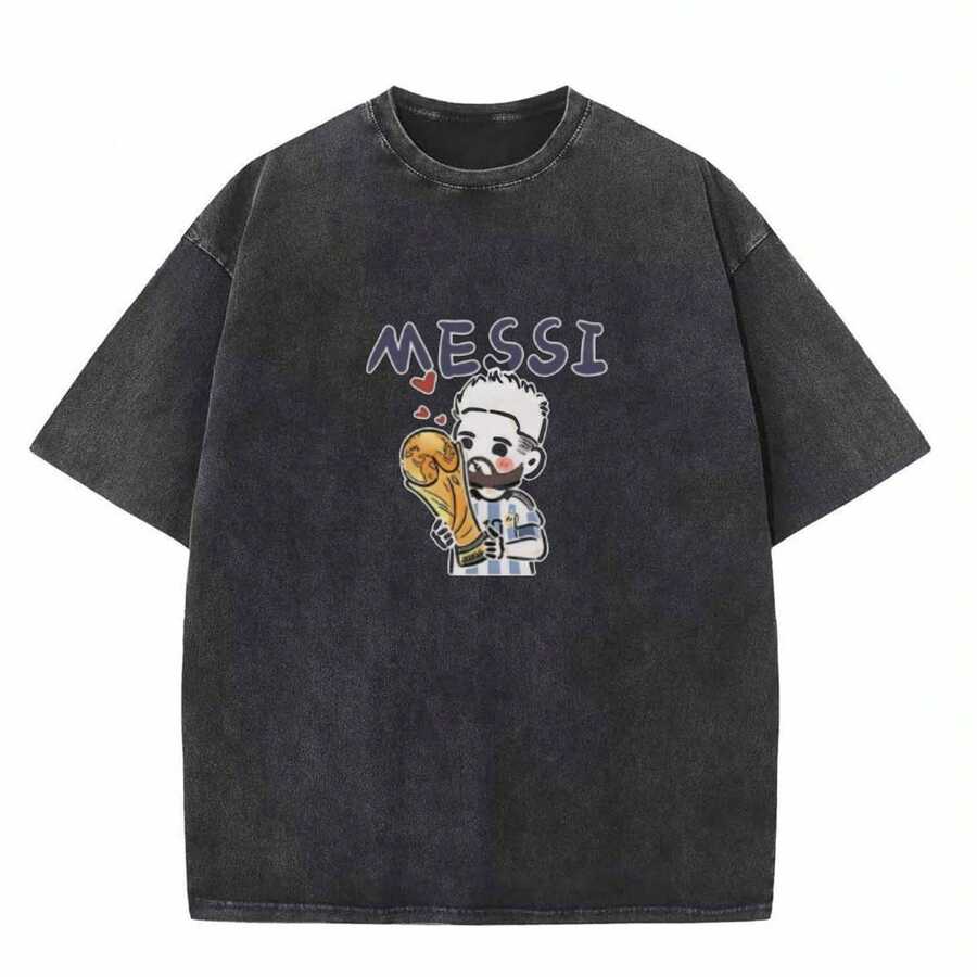 Men's Black Messis Graphic T Shirt Casual Short Sleeve Summer Tee With Stretch Polyester Blend, Round Neck, Unisex Youth Fashion Top,Y2k Halloween Funny Graphic 100 Percent Cotton Tees(1) - 款式9 - 查看 1