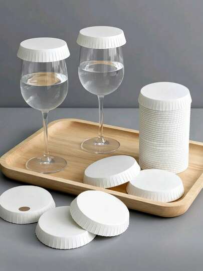 50/100个一次性纸杯盖，咖啡饮料杯防尘盖，饮用盖，杯子配件，适用于咖啡馆、酒店、KTV、酒吧、咖啡店