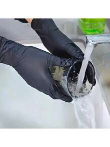 50/100pcs Disposable Nitrile Gloves, Black, Multi-Purpose, Suitable For Kitchen, Bathroom Cleaning, Dishwashing, Manicure, Pet Care, Household Cleaning Gloves, Kitchen, Food Handling, Tattooing, Beauty, Hair Dyeing, Salon Cleaning Supplies - Black - View 5