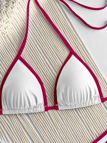 RWX VEST Triangle Bikini With Contrasting Trim And Adjustable Tie 2025 XX574 - White - View 3