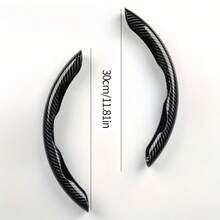 Segmented Carbon Fiber Steering Wheel Cover, Anti-Slip Carbon Fiber Style Steering Wheel Cover, Car Protective Cover, Universal Car Fit Steering Wheel Cover, Car Clip-On Steering Wheel Cover - Two-pack - View 3