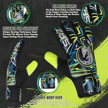 Guantes de portero de fútbol guantes de portero de fútbol para jóvenes guantes de portero de fútbol con palmas de látex de 4 mm -035 - Talla 7 adecuada para talla S-M Adulto - Ver 4
