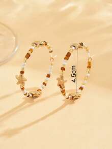 1 Đôi bông tai thủ công phong cách Bohemian lãng mạn, thiết kế thời trang trang trí vỏ sò, mạ vàng, thích hợp cho trang phục thường ngày, kỳ nghỉ biển, lễ hội âm nhạc. Màu sắc hạt thủy tinh được chọn ngẫu nhiên. - Nhiều màu - Xem 4