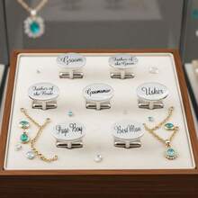 1 paire de boutons de manchette en cuivre à motif géométrique, série mariage printemps/automne, convient pour le marié, le beau-père, la belle-mère, les frères et sœurs, accessoires pour manchettes de chemise française - Argent - Voir 1