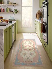 1 pieza Alfombra/Tapete/Felpudo de área suave y lavable con estampado de cinta floral artístico moderno, adecuado para pasillo, baño, cocina, entrada, dormitorio, sala de estar y otros espacios - Multicolor - Ver 4