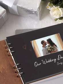 1 Libro de visitas de madera personalizado con nombre, 1 álbum de libro de visitas de boda con tema floral hermoso, 1 libro de visitas creativo. Este es un gran regalo para familiares y amigos, hecho con encuadernación espiral resistente. - Negro - Ver 9