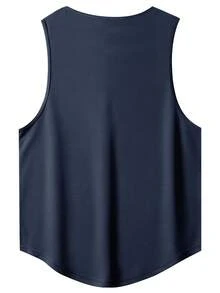 Ropa deportiva para gimnasio de hombre musculoso, camiseta sin mangas para entrenamiento, camiseta deportiva para correr, adecuada para levantamiento de pesas, ocio al aire libre, senderismo, baloncesto, fútbol - Azul Marino - Ver 2