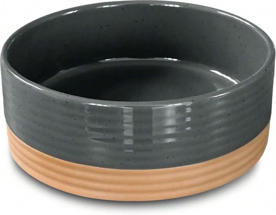 Mora Ceramic Pet Bowl Size Small - Food\/Water Dish For Puppy Dogs, Cats, Guinea Pig, Rabbit, Hamster, Snake, Ect. 11oz Or 2 Cups - Basic Bowls For Your Dog Or Cat, Mix And Match For A Set - Charcoal - ColorA - 查看 1