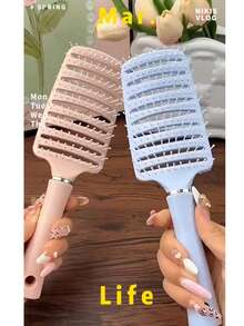 1pc High Cost-Effective Practical Colorful Pig Rib Shaped Comb, Made Of Plastic Material, Curved Design, Fluffy Top, Can Effectively Prevent Static, Not Easy To , Not Pull The Scalp, Can Massage The Scalp, Increase Hair Volume, Suitable For All Hair Types, Daily Styling, Hair Salon, Quick Grooming, Home Care, Commuting Styling And Other Scenarios, An Essential Item For Mother's Day And Graduation Season For Barber Salon Beauty Travel Essential Hair Products,Hair Cares,Hair Accessories Hair Tool Kit Hair Styling Kit - Multicolor - View 3