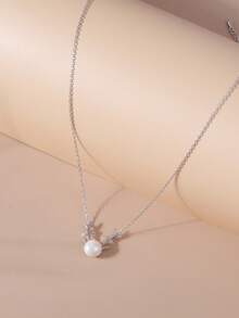 1pc Minimalist Deer Antler Necklace, Fashionable Delicate Choker Necklace For Women - Silver - View 2