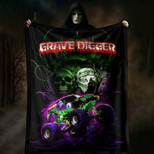 1PC 3D Monster Jam Monster Truck Cartoon Blanket, Edgy Gift For Motorsports Fans, Themed Man Cave Decor, Retro Sci-Fi Party Accent & Race Day Souvenir,Soft Throw Blanket For Home Bedroom Bed Sofa Picnic Travel Office Cover Blanket - Multicolour 29 - View 6