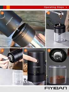 1pc USB Rechargeable Electric Coffee Grinder, Compact Portable Coffee Grinder With Professional Ceramic Grinding Core And Adjustable Grind Settings, Suitable For Home, Office, Travel, School And More - HB-985 - View 10