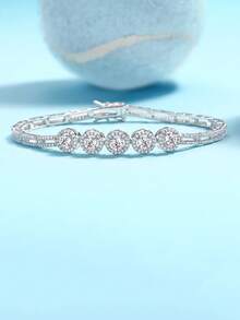 Vòng tay Moissanite bạc 925 cao cấp dành cho nữ, trang sức sang trọng, đa năng, không gây dị ứng, quà tặng Ngày Valentine, Ngày của Mẹ, sinh nhật, đóng gói hộp quà. - Bạc - Xem 6