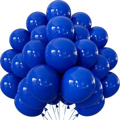 Blue Balloons - 50 Pcs Blue Balloons 10 Inch Round Latex Balloon With Ribbons, Party Balloon For Birthday Baby Shower Wedding Anniversary Party Decorations, Photo Backdrop Supplies