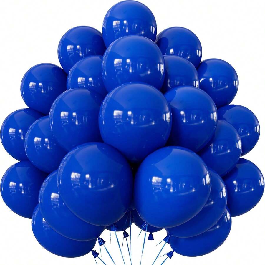 50pcs 10-Inch Blue Round Latex Balloons, Suitable For Birthday, Baby Shower, Wedding, Anniversary Party Decorations, Photo Backdrop Supplies - Multicolor - View 1