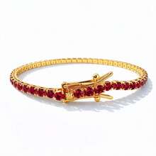 Riviera Luxury Bracelet With Colored Cubic Zirconia | Gold/Silver Plated | Copper Base | Secure Clasp - Women's - Hoa hồng - Xem 4
