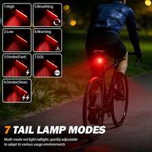 1个7模式高可见度自行车安全尾灯，USB-C快充，180°广角，易于安装，防溅水，警示后方交通 - 自行車燈 - 查看 5