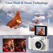 8倍数码变焦数码相机，适合Vlog拍摄，2.4英寸IPS屏幕，可充电，专业摄影相机，适合青少年使用，支持SD卡读卡器和OTG功能，4800万像素，是摄影、摄像和网络摄像头使用的理想之选，是世界杯、情人节、新年、开斋节、生日、派对的完美礼物 - 彩色 - 查看 5