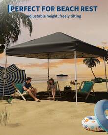 Toldo desplegable de 10 x 10 pies, para Exteriores, con Bolsa de Transporte, para cenador portátil, para Patio, terraza, jardín, Playa, Cubierta de toldo de 8 x 8 pies - Gris - Ver 4
