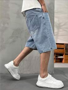 Quần short denim ống đứng thời trang dành cho thanh thiếu niên, chất liệu không co giãn. - Rửa nhẹ - Xem 3