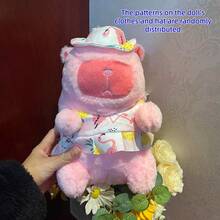 1个25厘米/9.84英寸可爱粉色水豚毛绒玩具抱枕卡通装饰玩偶，送给朋友和女朋友的完美礼物，非常适合情人节、复活节等节日。 - 彩色 - 查看 8