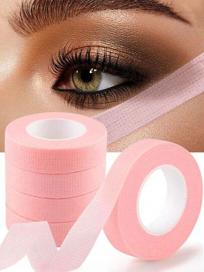 6件套眼妆工具套装，包含眼影贴纸、透气眼线笔、睫毛延长纸贴纸、隐形面部化妆胶带、粉色、蓝色、紫色、绿色和肤色眼影胶带、速效面部练习化妆胶带、面部提拉塑形胶带、眼影胶带、眼线笔胶带（1.25厘米*4.5米）、化妆工具、睫毛工具和面部提拉工具。