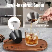 100ml Stainless Steel Espresso Measuring Cup, Made Of 304 Stainless Steel With Wooden Handle And Dual Spout Design - Multicolor - View 4