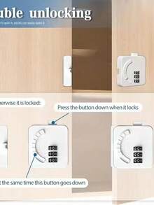 1 cerradura con candado de bloqueo por contraseña que no requiere perforación, ideal para gabinetes, cajones y armarios como una cerradura a prueba de robo, con código giratorio - Blanco - Ver 5