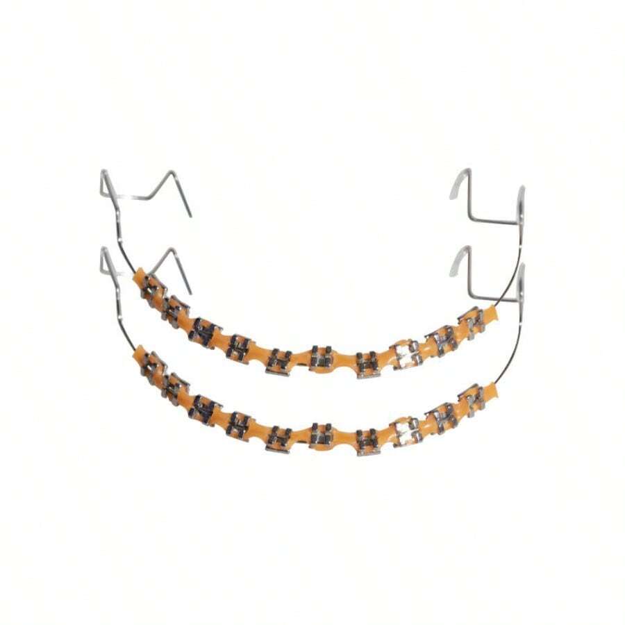 Removable Tooth Decor That Mimics Authentic Metal Braces, Offering A Unique Blend Of Edgy Aesthetics And Minimalist Appeal For Daily Wear, Outdoor Activities, And Social Gatherings In Classic Black And Red. - 時尚C型牙套(橘色) - 查看 1