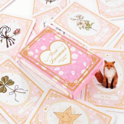 Bộ bài tiên tri Lenormand Belin Pastel Rose được nâng cấp, chất liệu mềm mại, dùng để bói toán dự đoán tình yêu và sự nghiệp theo chiêm tinh học.