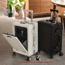 (20/24lnch)Aluminum Frame Carry On Luggage With Cup Holder ,Mobile Phone Stand And Usb Port, Front Compartment, TSA Lock,Airline Approved Carry-On Hardside Suitcase Spinner Wheels - Multicolor - View 10