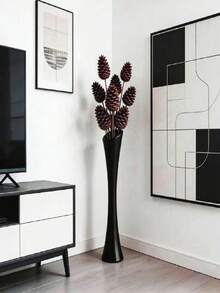 1 bình hoa phong cách retro đen trắng chất lượng cao, bình hoa sàn sang trọng hiện đại, bình trang trí cao, chất liệu nhựa, thích hợp cho hoa thủy canh, hoa khô và hoa giả, lý tưởng cho cắm hoa/đám cưới, trang trí phòng khách, ban công, hành lang, văn phòng, tiệc tùng, tân gia, ngày Valentine (Không bao gồm hoa) - Một cỡ - Xem 2
