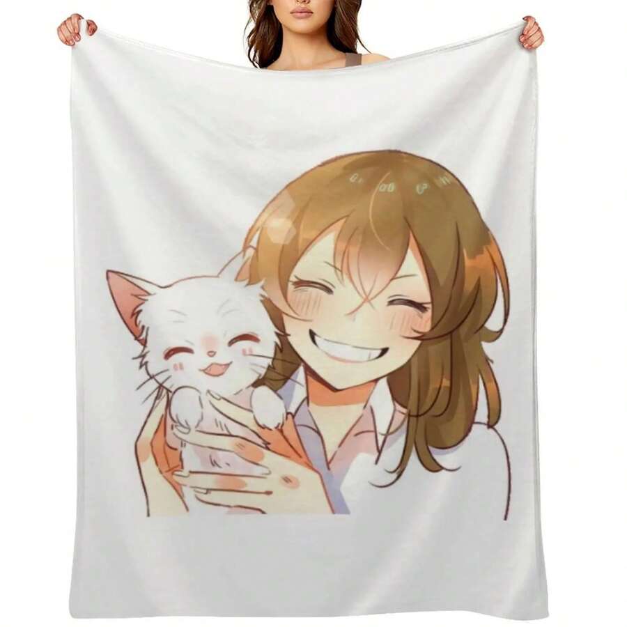 A Whisker Away - Smiling Sasaki & Taro Throw Blanket Single Luxury Thicken Warm Winter Summer Blankets - 黑色 - 查看 1