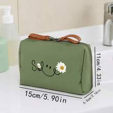 Bolsa de maquillaje portátil con estampado de margaritas frescas, organizador de tocador de gran capacidad y multiusos, de nailon de alta calidad y resistente al desgaste, con compartimentos incorporados, bolsa de tocador simple y linda, estuche para pastillas, estuche para pastillas, contenedores para pastillas, bolsa de hospital, botiquín de primeros auxilios, organizador de medicamentos, bolsa de almacenamiento de medicamentos, bolsa de viaje, artículos esenciales para viajar - Multicolor - Ver 3