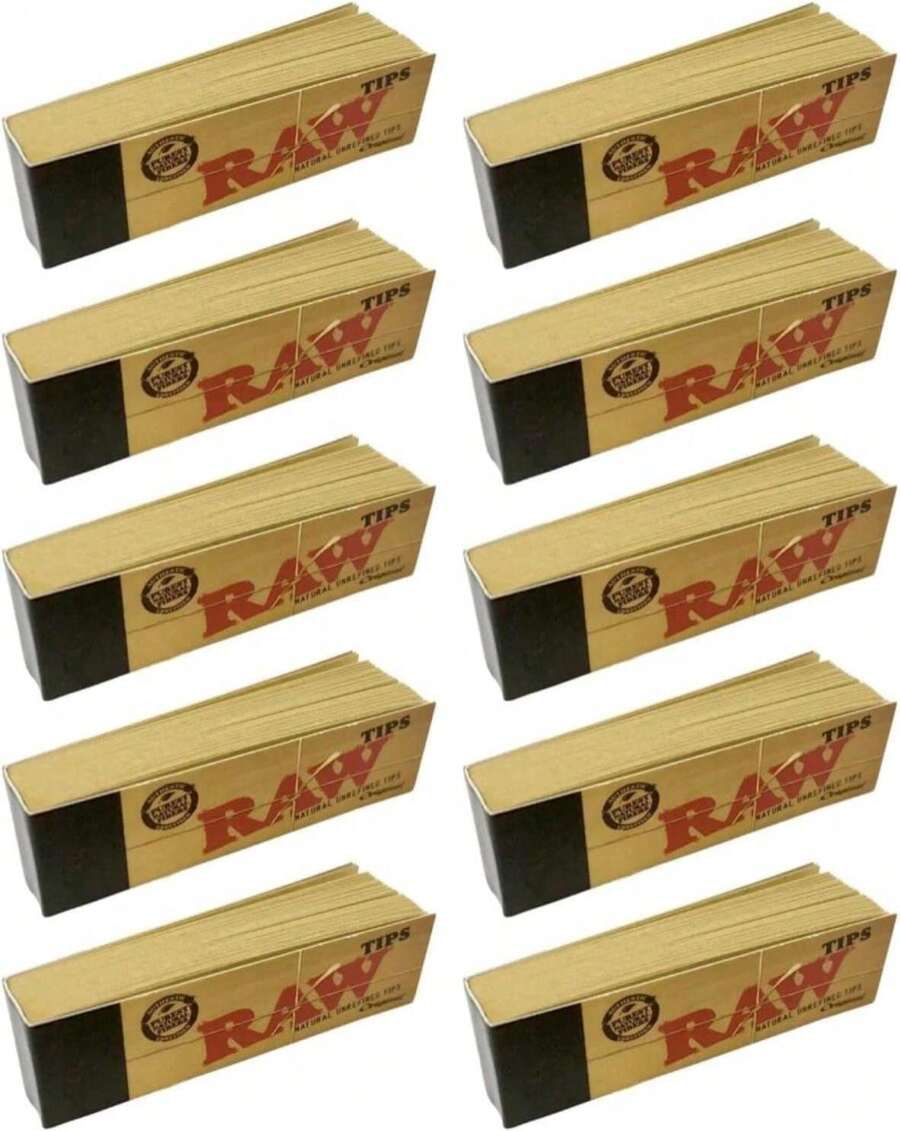 Raw Rolling Papers Unbleached Filter Tips 10 Pack = 500 Tips - Màu A - Xem 1