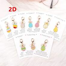 10个可爱迷你复活节兔子彩蛋钥匙扣，口袋拥抱魅力彩蛋和口袋拥抱卡片复活节钥匙圈，非常适合生日、复活节、母亲节、父亲节等特别场合，鼓励合成宝石，可爱迷你纪念品礼物 - 彩色 - 查看 4